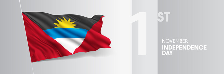 Naklejka premium Antigua and Barbuda happy independence day greeting card, banner vector illustration