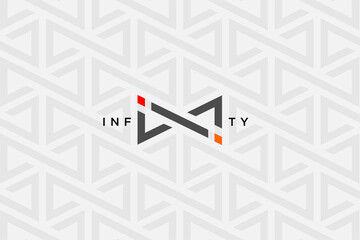 infinity symbol logo design , logotype letter I N in form of infinity symbol isolated on with infinity pattern background