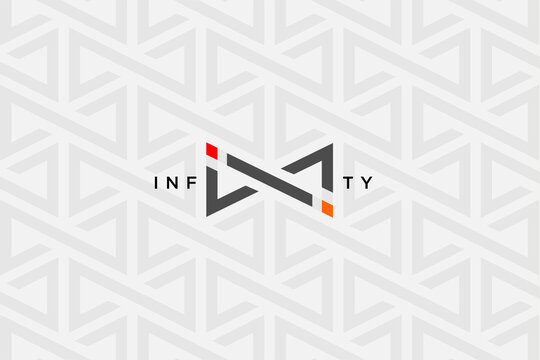 infinity symbol logo design , logotype letter I N in form of infinity symbol isolated on with infinity pattern background