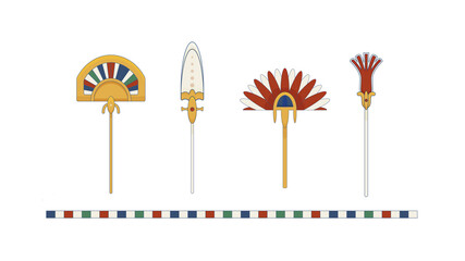 Egypt color fan set. Egypt ornamental fan composition, ornamental element of Ancient Egypt.