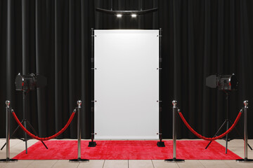 Step and repeat backdrop banner with red carpet mockup