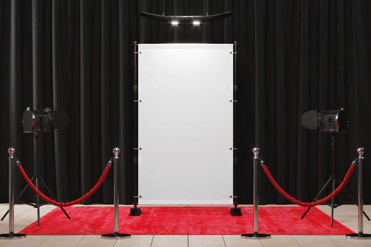 Step And Repeat Backdrop Banner With Red Carpet Mockup
