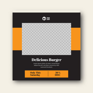 Super Delicious Food Burger Instagram Post Design Template