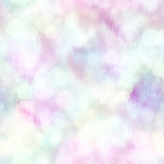 Seamless pale pastel tie dye bokeh texture. Soft tone on tone summer repeat background with washed out sun bleached ink dyed effect. 