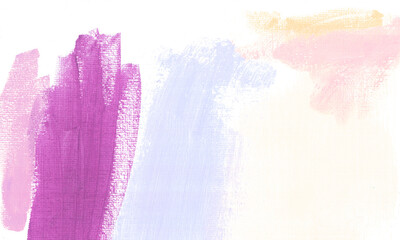 Handmade original organic acrylic pastel colors painted artwork texture abstract background. Purple, pink, light blue paintbrush. High resolution scanned file technique.