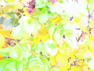 Obraz na płótnie Canvas Plant colored background yellow-green splashes for textiles. Grunge bright autumn plant motif for backgrounds and textures, cards and posters, wallpaper, prints, fabric products, etc. 