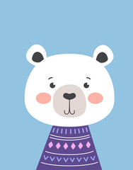 childish card with cute bear isolated, vector illustration