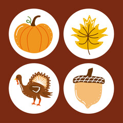 four thanksgiving celebration icons
