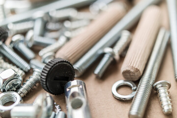 Assembly furniture tool kit with screw dowel and bolt