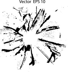 Broken glass, cracks, bullet marks on glass. Hole broken glass or mirror. Texture glass with black hole. EPS 10