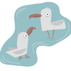 Vector illustration of two seabird.