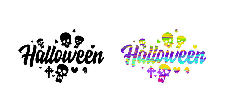 Halloween holiday ilettering in cartoon style. Use it for poster, background, card design. Vector illustration.