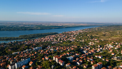 Amazing Aerial panorama of city of Belgrade, Serbia. Birds Eye View of Belgrade, Serbia. Belgrade aerial panoramic view.