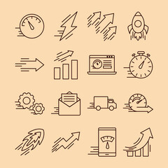 sixteen speed line style icons