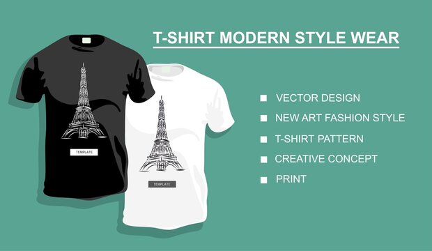 Original collection, typography, vector design, new art fashion style print Eiffel tower, creative concept, t-shirt pattern. Your photo.