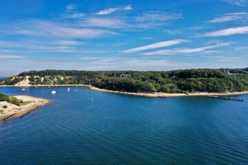 Aerial view of the Port Jefferson in Long Island, New York during dayli