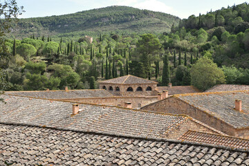 Toits de l'abbaye de Fontfroide, France