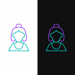 Line Consultant seller of a jewelry store icon isolated on white and black background. Colorful outline concept. Vector