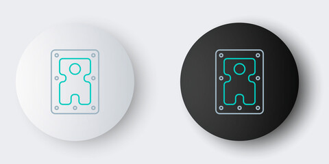 Line Hard disk drive HDD icon isolated on grey background. Colorful outline concept. Vector