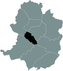 Black location map of the Gadderbaum district inside gray urban districts map of the German regional capital city of Bielefeld, Germany