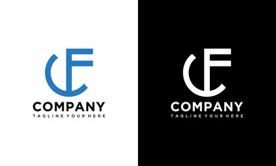 Initial letter cf or fc logo vector design template.cf and fc letter logo design.on a black and white background.