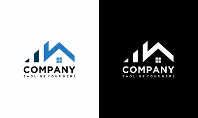 Obraz premium Real estate financial logo design template element. Real estate house icon. on a black and white background.