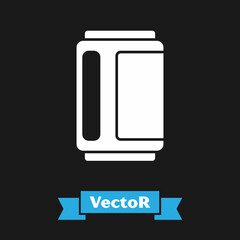 White Beer can icon isolated on black background. Vector