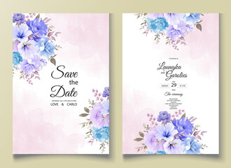 Beautiful flower watercolor wedding invitation template free vector design