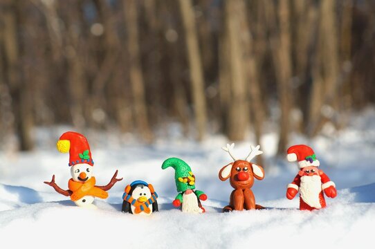 christmas toys on the snow