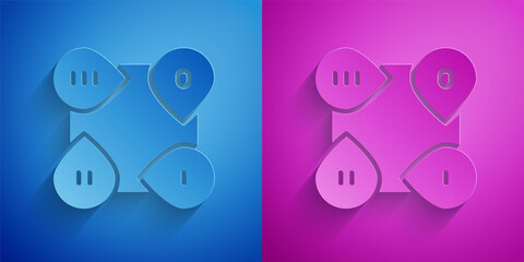 Paper cut Business presentation infographic element icon isolated on blue and purple background. Paper art style. Vector