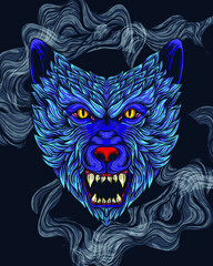 blue wolf artwork illustration
