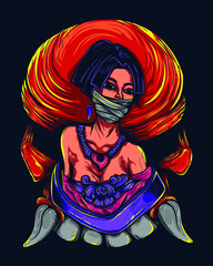 female ninja artwork illustration © alis