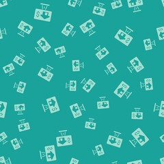 Green Online real estate house in browser icon isolated seamless pattern on green background. Home loan concept, rent, buy, buying a property. Vector