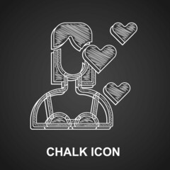 Chalk Love yourself icon isolated on black background. Self love. Self care and happiness. Vector