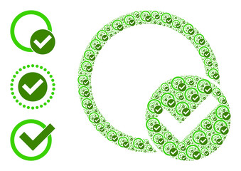 Itself recursive collage validation circle. Vector validation circle collage is constructed from random recursive validation circle pictograms. Flat illustration.