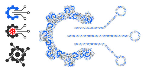 Itself fractal collage gear sensor. Vector gear sensor fractal is formed from random fractal gear sensor parts. Abstract design.