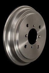 Rear car brake drum. isolated on black background, with clipping path