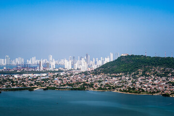 Obraz na płótnie Canvas Aerial view of the capital of Bolívar, Cartagena Colombia
