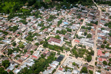 Fototapeta na wymiar aerial view of the municipality of Santa Rosa de Lima in the department of Bolívar Colombia