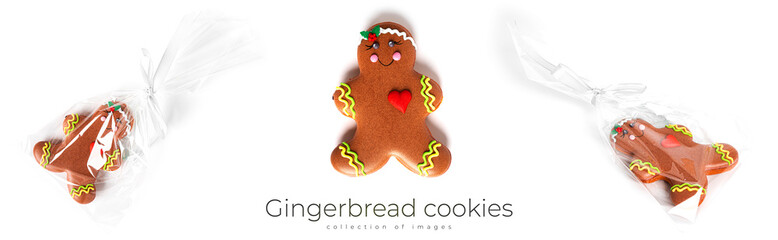 Gingerbread cookies isolated on a white background. Cristmas cookies isolated