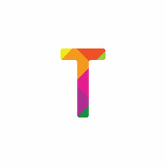 T Letter Colorful logo vector design. typography symbol icon graphic. digital geometric logotype emblem for Company and business