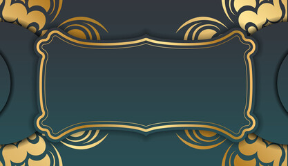 Green gradient banner with greek gold pattern for design under the text