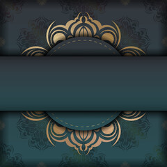 Green gradient brochure with luxury gold ornaments for your design.