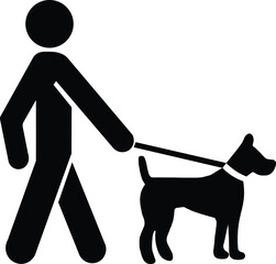 Leashed Dogs icon, a man holding a dog on a leash.