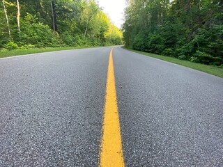 Looking down a park road in Gatineau Quebec
