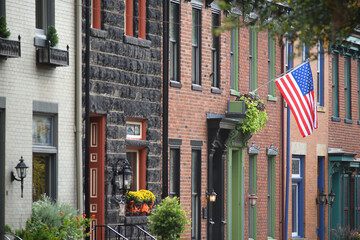 Homes with American flag