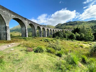 Fototapeta na wymiar A view of the Glenfinnan Viaduct in Scotland