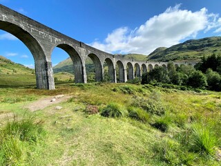 Fototapeta na wymiar A view of the Glenfinnan Viaduct in Scotland