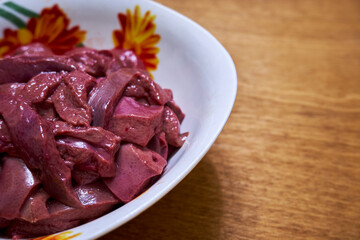 Chopped raw liver in a plate