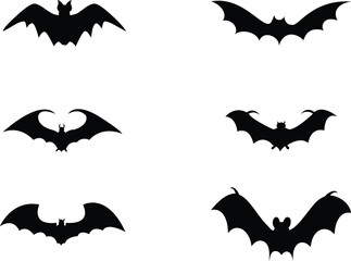 Fototapeta premium set of Halloween icons. Bats icons. cute black bat. silhouette of bat. Bat silhouette. Symbol Halloween. dark vampire
